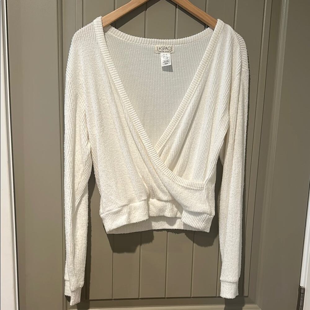 L*SPACE White Wrap Top M